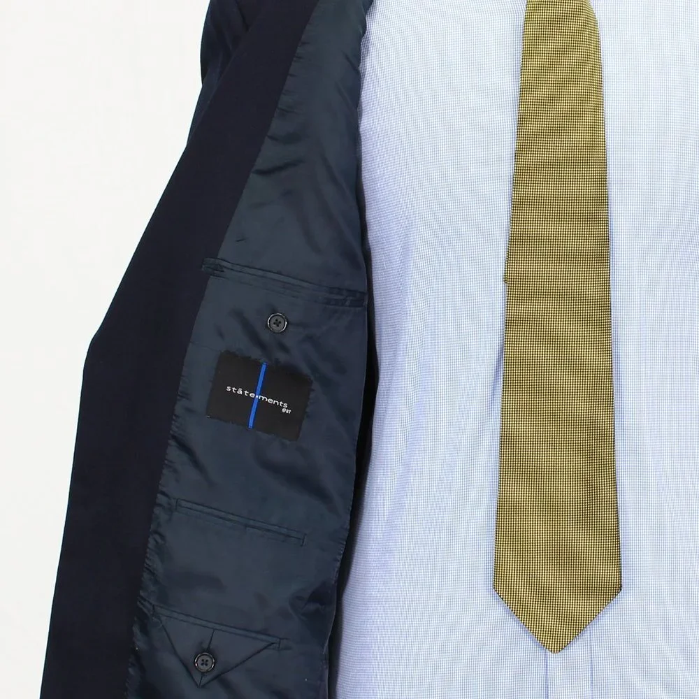 Statements 46L Navy Solid 2-Button Sport Coat Blazer Jacket B743